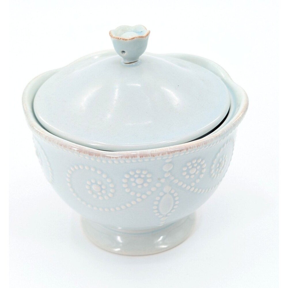 Lenox Pale Blue Ceramic Covered Sugar Bowl